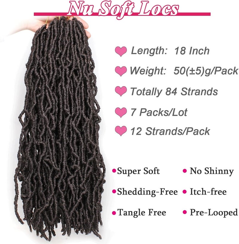 Leeven 18 Inch Soft Locs Crochet Hair For Butterfly Locs 84 Strands Curly Wavy Goddess Locs Crochet Braids Hair for Extend Dark Brown Synthetic Faux Locs Braiding Hair for Women 4# - Image 3