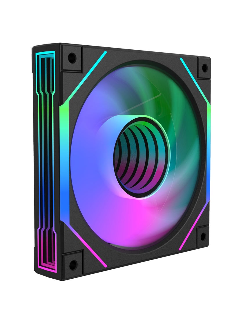 POWER Gaming PC Cooling Fan, ARGB Computer Case Fan 120mm Silent Gaming Cooling Fan, Maximum Speed ​​1600RPM with 12V 4PIN, 5V-3 PIN ARGB Plug, Silent Computer Fan for PC Radiator and Case (1 Pack) Black  - Image 1