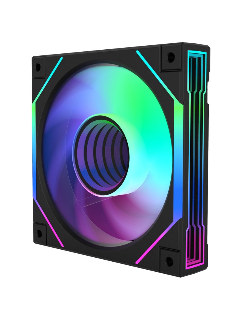 POWER Gaming PC Cooling Fan, ARGB Computer Case Fan 120mm Silent Gaming Cooling Fan, Maximum Speed ​​1600RPM with 12V 4PIN, 5V-3 PIN ARGB Plug, Silent Computer Fan for PC Radiator and Case (1 Pack) Black  - Image 4