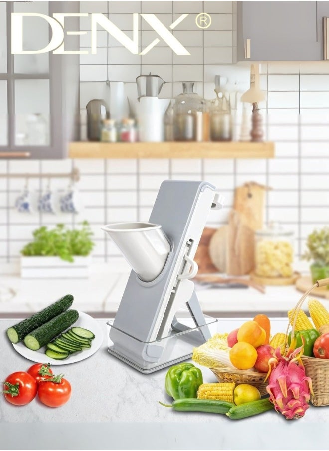 Denx Multifunctional Vegetable Cutter, Mandolin Slicer Kitchen Vegetable Cutter, Safety Potato Slicer, Food Chopper Grater Slicer For Vegetable Fruit Meat With Container Replaceable Blades  - Image 4