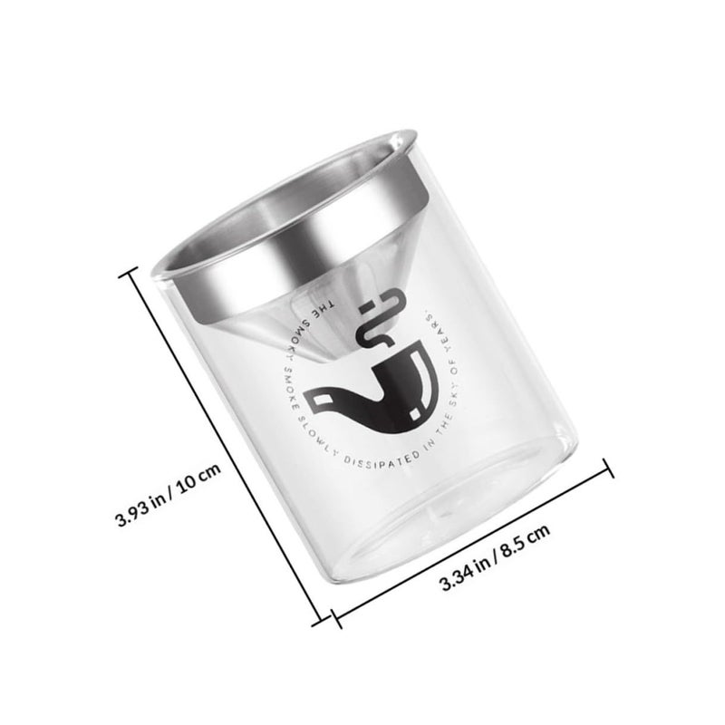 Glass Ashtray With Stainless Steel Funnel Windproof Design For Home Office Portable Silver Finish - Image 3