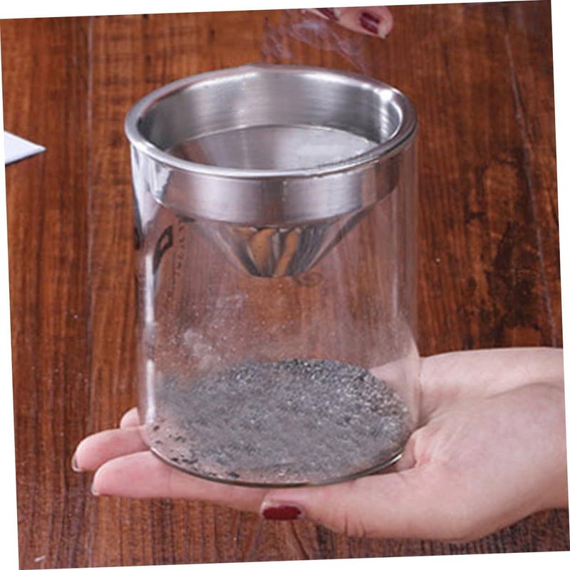 Glass Ashtray With Stainless Steel Funnel Windproof Design For Home Office Portable Silver Finish - Image 5