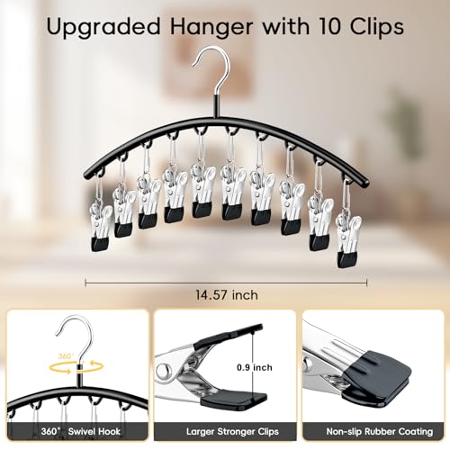 TomCare 4 Pack Space Saving Hangers2Pack Tank Top Hanger and 2Pack Leggings Organizers for Closet Pants Hangers with 20 Clips Bra Organizers with 16 Hooks Stainless Steel Hanging Closet Organizer - Image 3