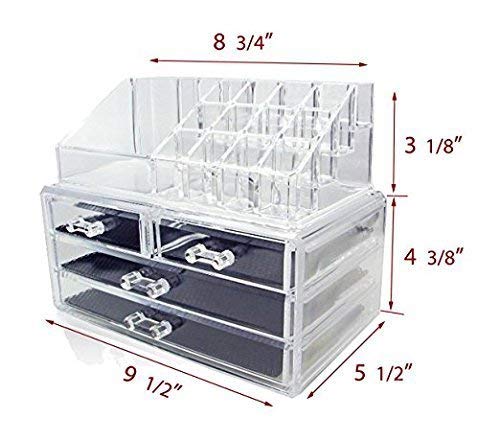 Dealzone 4 - Drawer & 16 - Compartment Plastic Cosmetic Makeup Jewellery Storage Box Lipstick Holder Stand more tools - Image 3