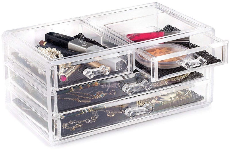Dealzone 4 - Drawer & 16 - Compartment Plastic Cosmetic Makeup Jewellery Storage Box Lipstick Holder Stand more tools - Image 4