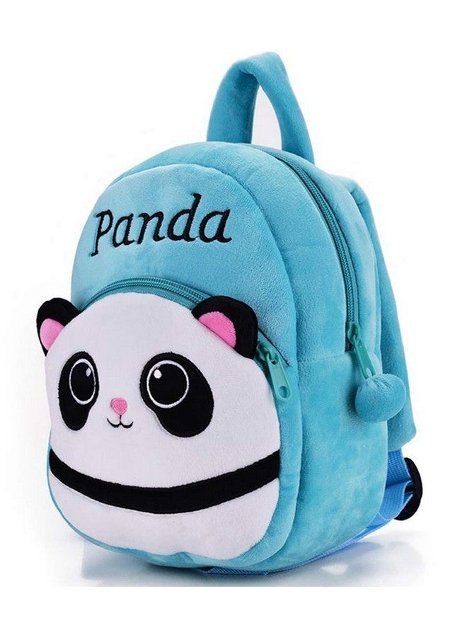 DZert حقيبة مدرسية للأطفال DZert حقائب ظهر ناعمة من الفرو كرتونية/ولد/بنت/طفل/(2-5 سنوات) (باندا زرقاء وهاي جيرل) - Image 5