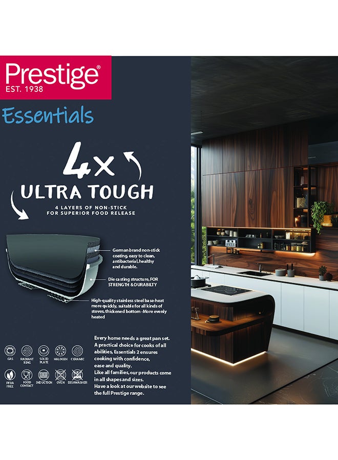 Prestige Essential Cast Aluminum Black 24 Cm Casserole With Glass Lid |  Non Stick Induction-Based Stockpot With Lid Black - Image 4