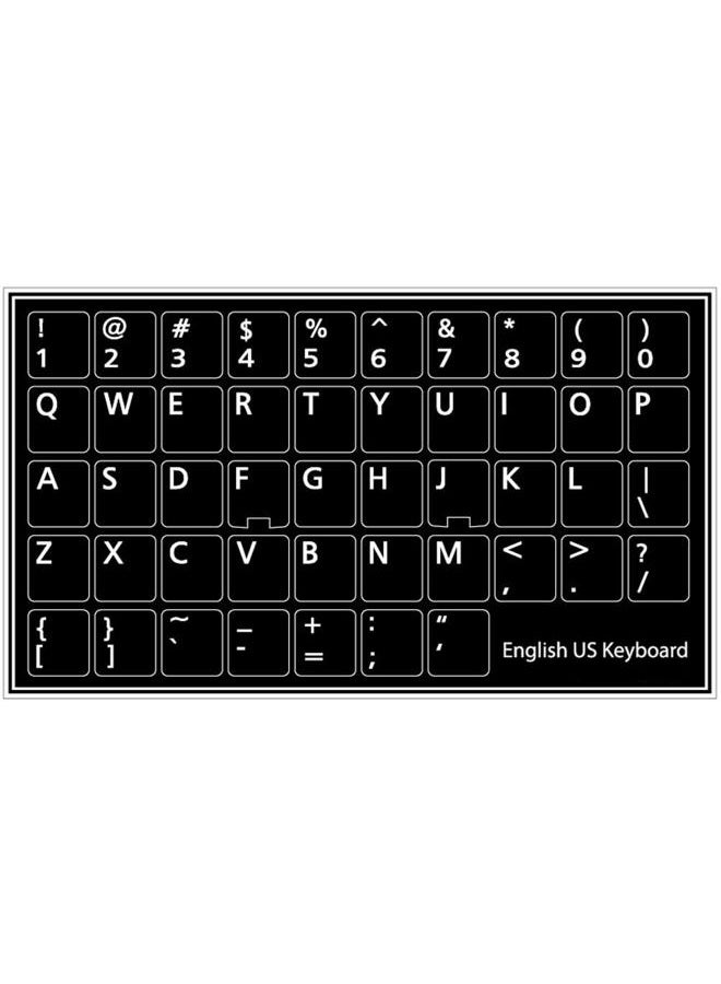 4Keyboard ENGLISH US NON-TRANSPARENT STICKER ON BLACK BACKGROUND - Image 1