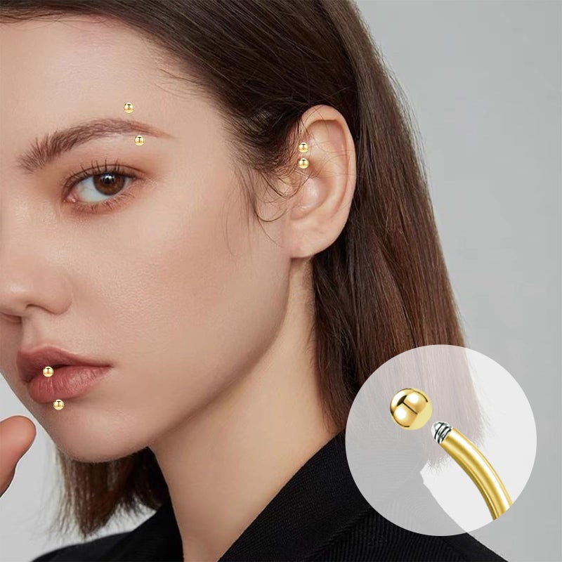 NEWITIN 48 Pieces Eyebrow Piercing Jewelry 16G Surgical Steel Curved Barbell Eyebrow Ring Vertical Labret Lip Jewelry Rook Daith Earrings Small Belly Button Ring for Women Men - Image 5