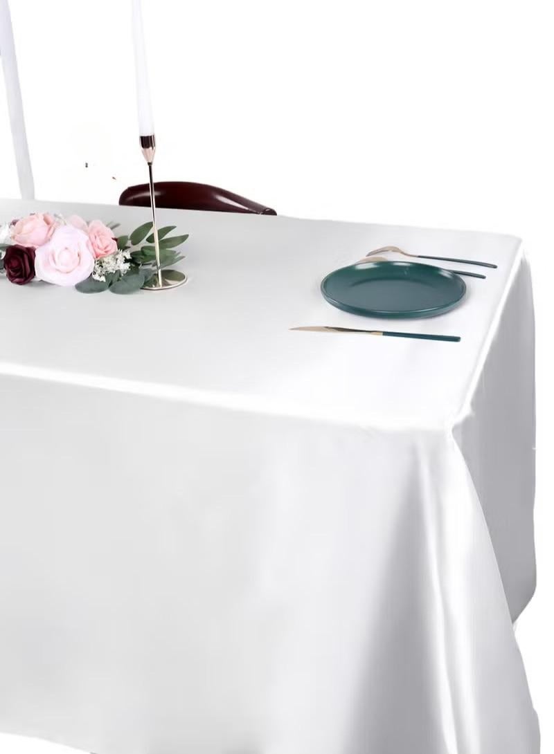 مفرش طاولة مستطيل مقاوم للزيت - مفرش طاولة لحفلات تقديم الطعام أو حفلات الزفاف أو طاولات البوفيه أو المنزل، مفرش طاولة قابل للغسل باللون الأبيض (1.45 * 1.8 متر) - Image 1