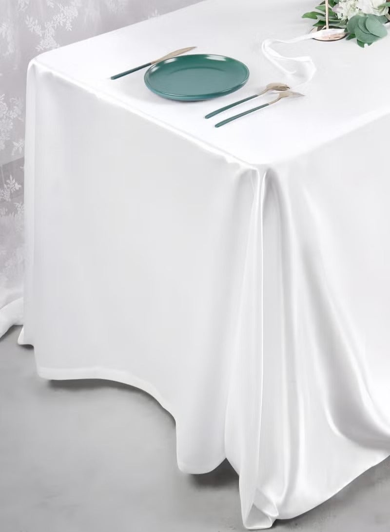 مفرش طاولة مستطيل مقاوم للزيت - مفرش طاولة لحفلات تقديم الطعام أو حفلات الزفاف أو طاولات البوفيه أو المنزل، مفرش طاولة قابل للغسل باللون الأبيض (1.45 * 1.8 متر) - Image 2