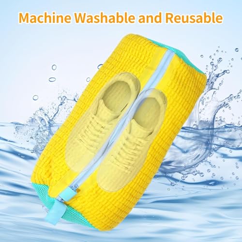 SGMVK Shoe Washing Machine Bag Laundry Shoe Bag for Washer and Dryer Reusable Shoe Cleaning Sneaker Tennis Shoes Running Shoes, Sock, Bras, Delicate and Toys Cleaning Bag (1, Yellow) - Image 5