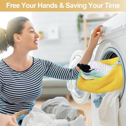 SGMVK Shoe Washing Machine Bag Laundry Shoe Bag for Washer and Dryer Reusable Shoe Cleaning Sneaker Tennis Shoes Running Shoes, Sock, Bras, Delicate and Toys Cleaning Bag (1, Yellow) - Image 3