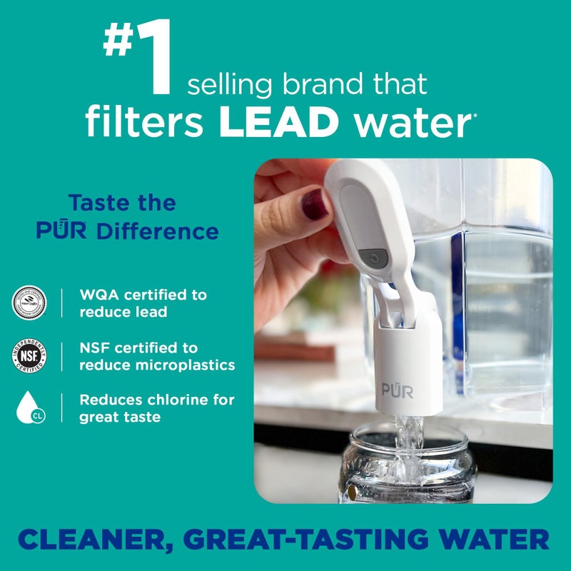 PUR PLUS 30-Cup Water Filter Dispenser with 1 Lead-Reducing PUR PLUS Filter, Dishwasher Safe, Powerful Filtration, Large Capacity with Slim, Space-Saving Design, White (DS1811Z) - Image 3