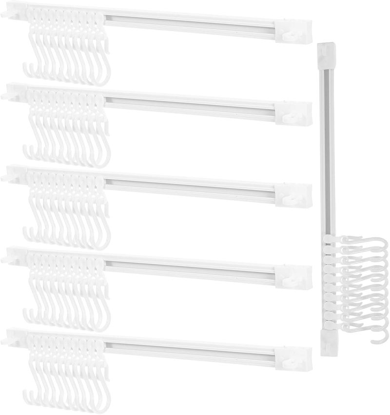 ABOOFAN Cabinet Rail Hooks 30cm with 10 White Adhesive S-Hangers, No-Punch Kitchen Utility Rack for Pots, Pans, and Utensils, Removable Multi-Functional Wall Storage Set (6 Sets) - Image 1