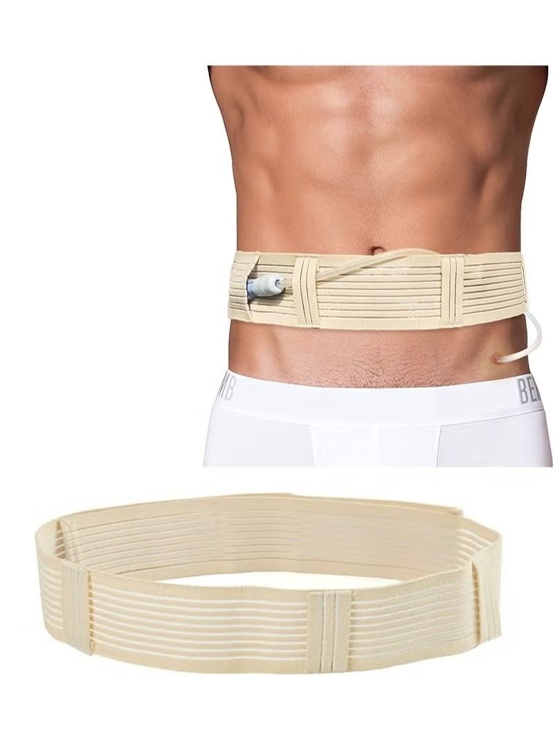Elastic Abdominal Belt, Soft Breathable Therapy Assist Belt, Adjustable Abdominal Catheter Holder Accessory, Safety Transfer Device Tip Feeding Tube Supplies (beige size L) - Image 1