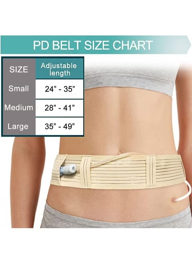 Elastic Abdominal Belt, Soft Breathable Therapy Assist Belt, Adjustable Abdominal Catheter Holder Accessory, Safety Transfer Device Tip Feeding Tube Supplies (beige size L) - Image 4
