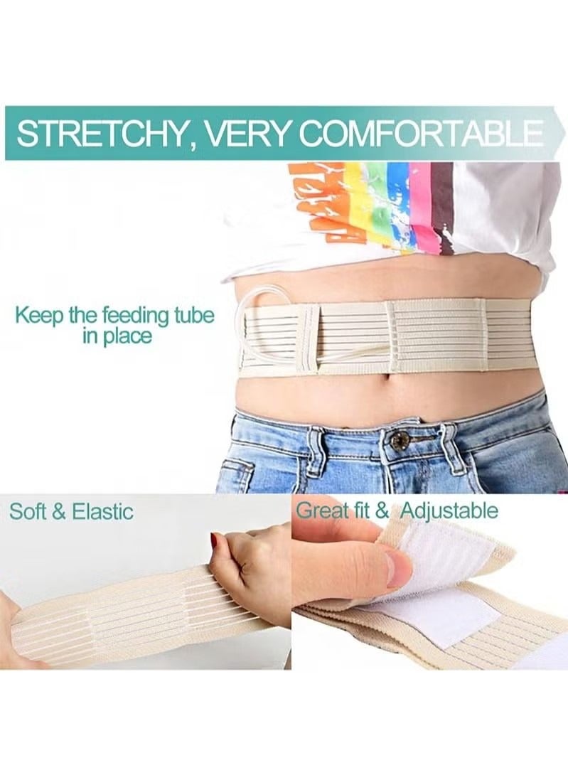 Elastic Abdominal Belt, Soft Breathable Therapy Assist Belt, Adjustable Abdominal Catheter Holder Accessory, Safety Transfer Device Tip Feeding Tube Supplies (beige size L) - Image 2