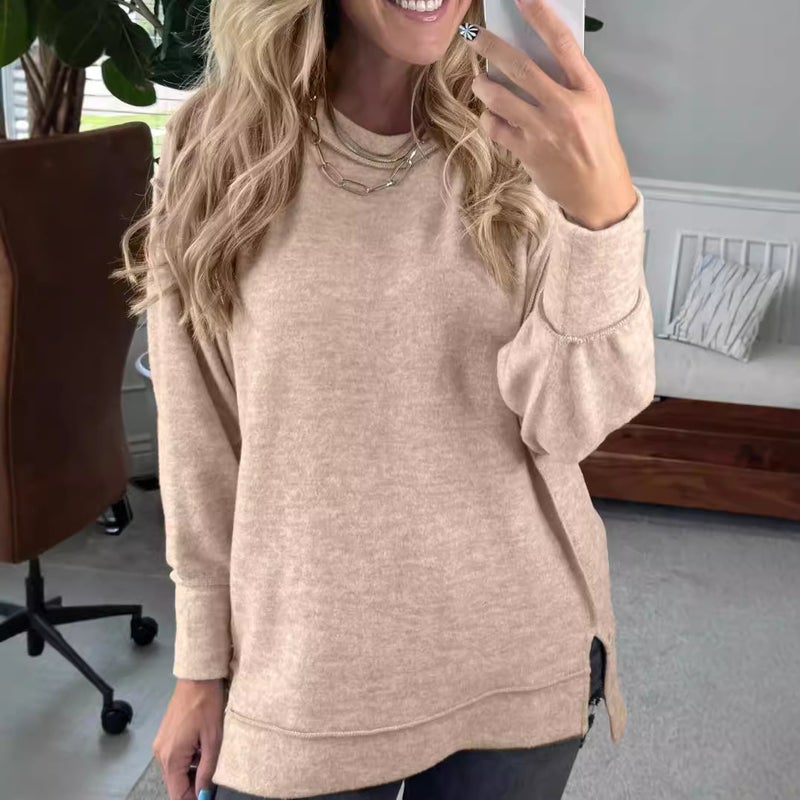 Women's Casual Long Sleeve Round Neck Pullover Sweatshirt - Image 1