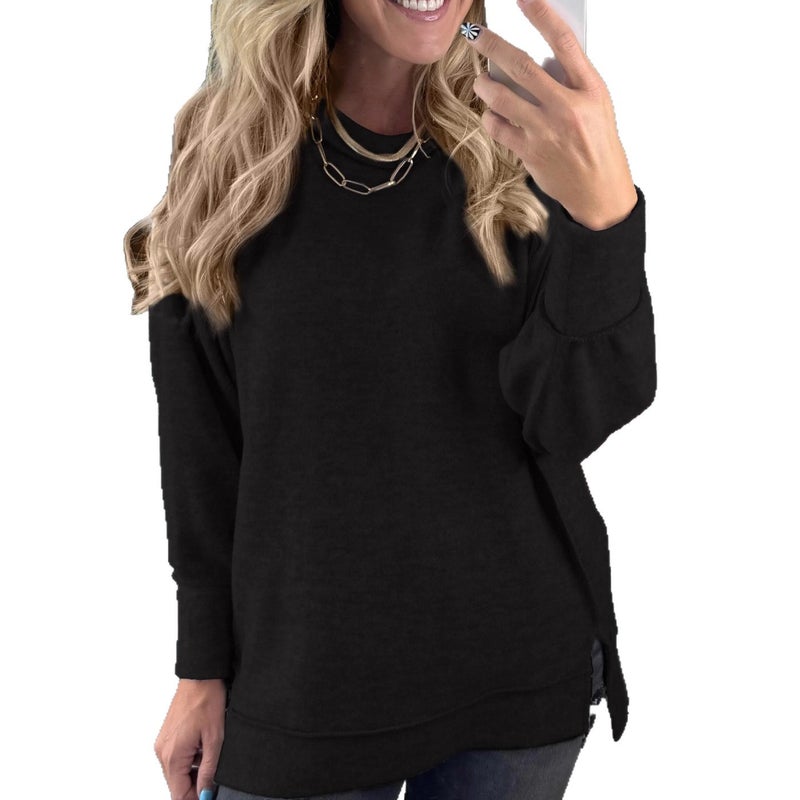 Women's Casual Long Sleeve Round Neck Pullover Sweatshirt - Image 5