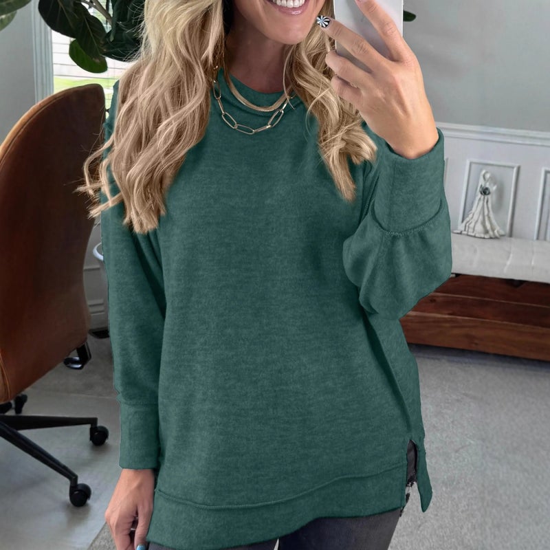 Women's Casual Long Sleeve Round Neck Pullover Sweatshirt - Image 4