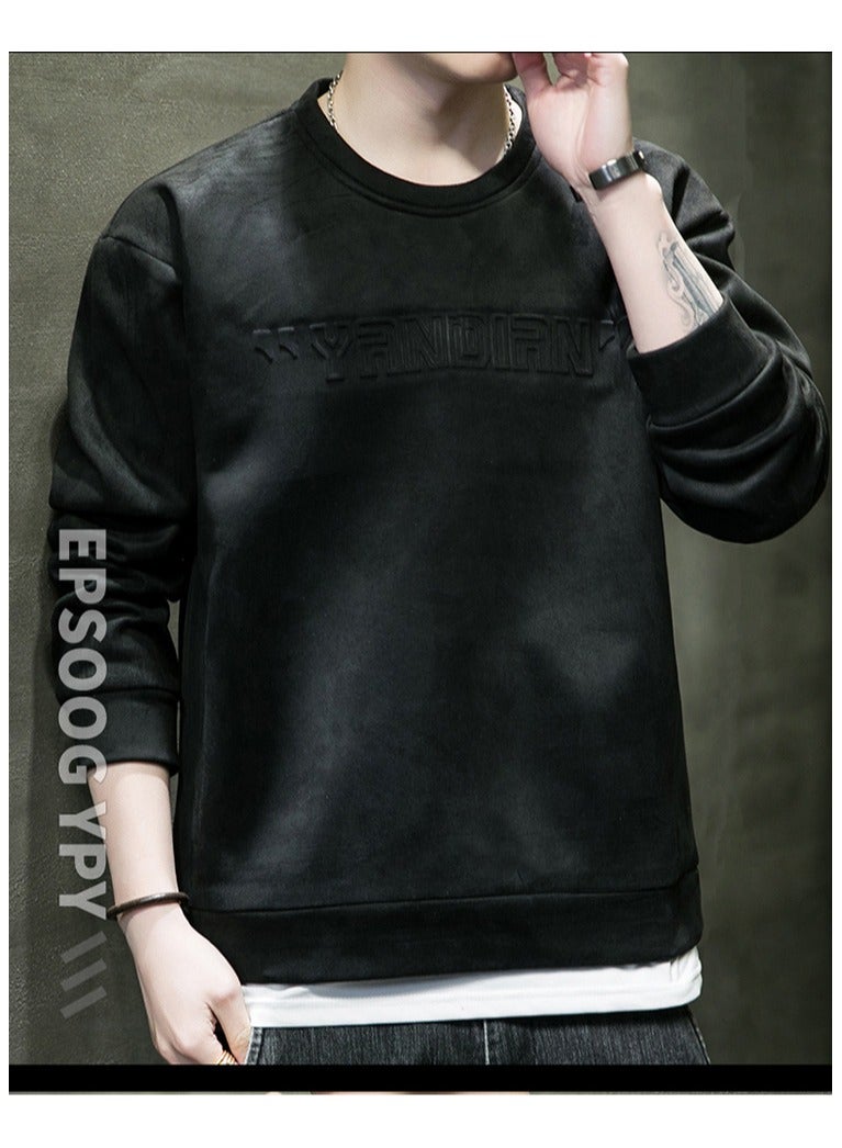 Large Size Fashionable Men's Letter Embossed Loose Long Sleeved T-shirt  - Image 2