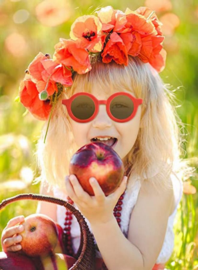 سيوسي نظارات شمسية للأطفال ، نظارات شمسية دائرية لطيفة ريترو للأطفال البنات والأولاد Sunnies نظارات شمسية للحماية من الأشعة فوق البنفسجية 400 ، إطار مرن للفتيات والأولاد بعمر 2-10 سنوات Morandi نظارة شمسية - Image 3