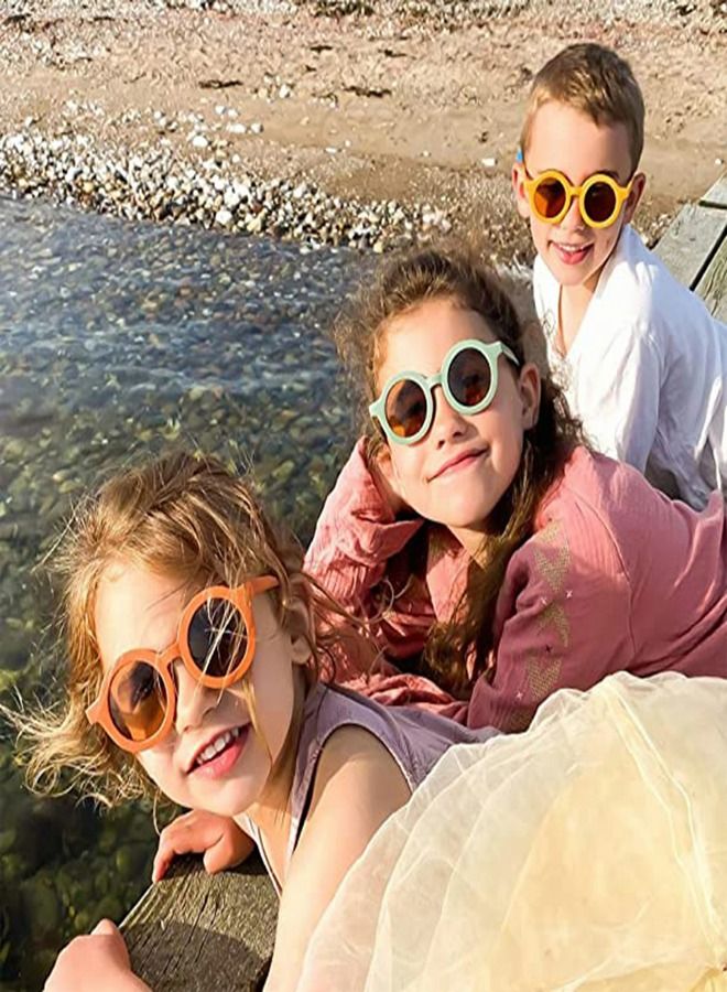 سيوسي نظارات شمسية للأطفال ، نظارات شمسية دائرية لطيفة ريترو للأطفال البنات والأولاد Sunnies نظارات شمسية للحماية من الأشعة فوق البنفسجية 400 ، إطار مرن للفتيات والأولاد بعمر 2-10 سنوات Morandi نظارة شمسية - Image 2