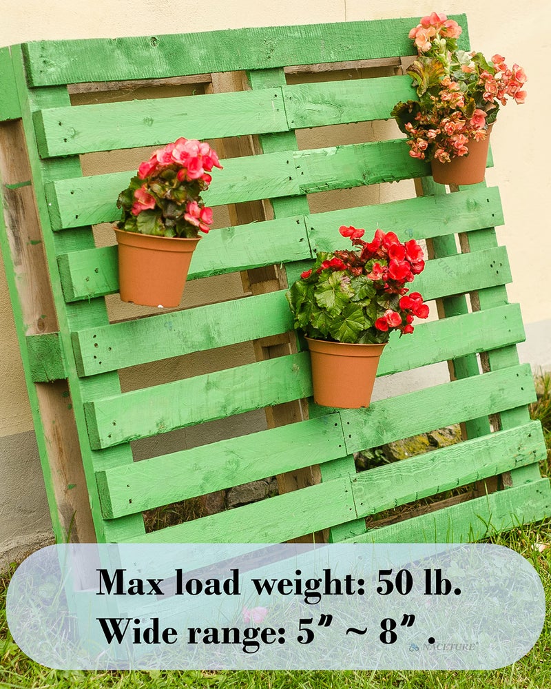 NACETURE 12 Pack Stainless Steel Plant Hangers Flower Pot Clips - Outdoor Wall Hook Metal Plant Stand Holds 5" to 8" Standard Flower Pot - Image 2