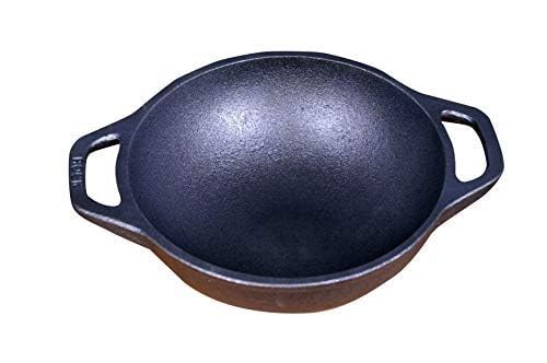 Rock Tawa 7.5 Inch Kadhai (Pre-Seasoned Cast Iron) Black - Image 2
