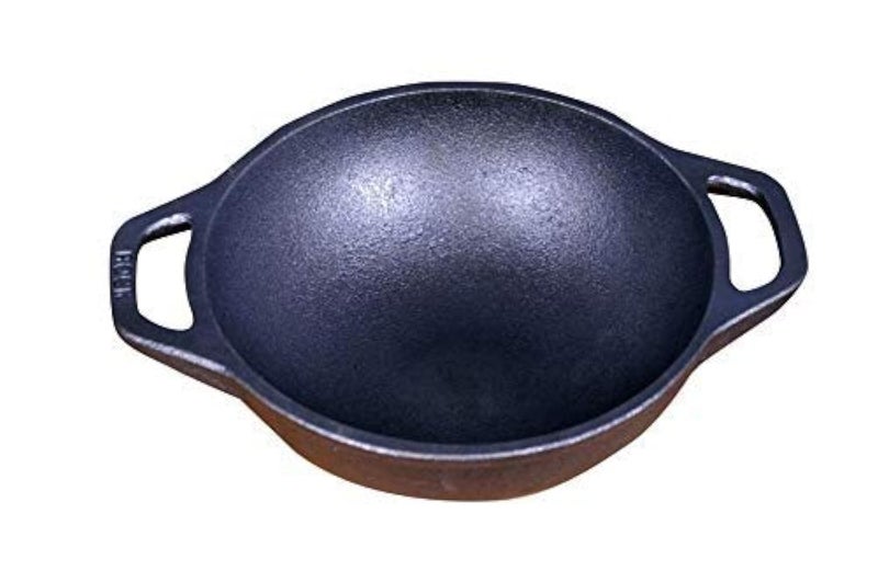 Rock Tawa 7.5 Inch Kadhai (Pre-Seasoned Cast Iron) Black - Image 1