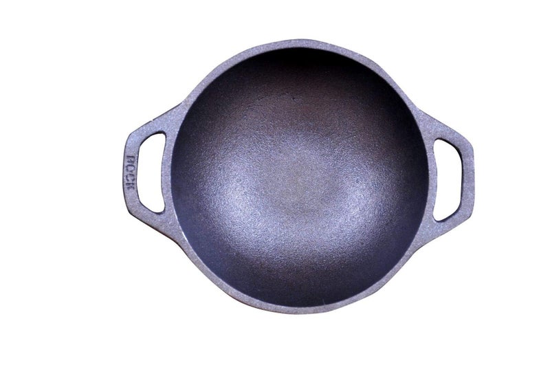 Rock Tawa 7.5 Inch Kadhai (Pre-Seasoned Cast Iron) Black - Image 3