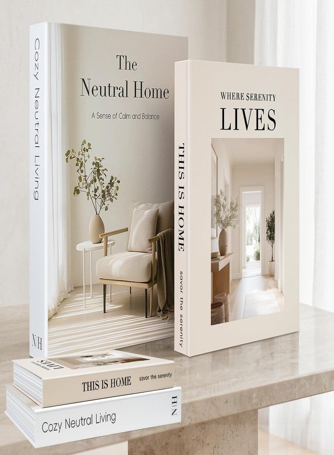 Braveriky Decorative Books for Neutral Home - Fake Books Storage Box for Decoration - Set of 2 Coffee Table Book - Photo Storage Keepsake Box for Room Bookshelf Decor, Beige - Image 1