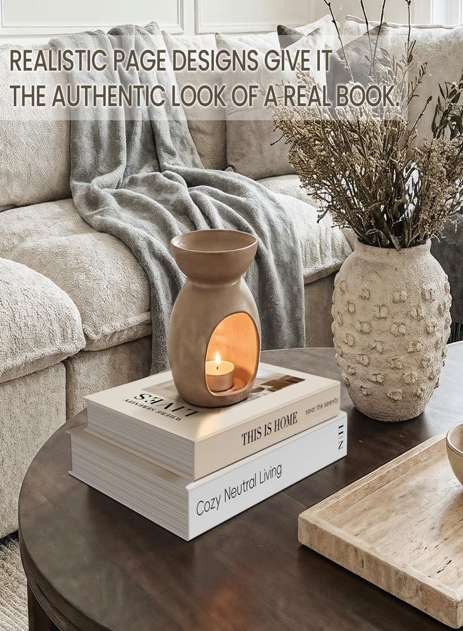 Braveriky Decorative Books for Neutral Home - Fake Books Storage Box for Decoration - Set of 2 Coffee Table Book - Photo Storage Keepsake Box for Room Bookshelf Decor, Beige - Image 5