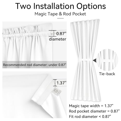Vatge Sidelight Curtains for Front Door, 12 Inch Wide Narrow Window Curtains for Side Door, 1 Panel, W12 x L80, Pure White - Image 2