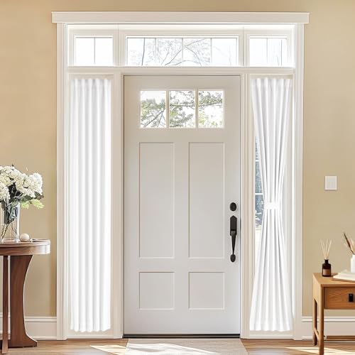 Vatge Sidelight Curtains for Front Door, 12 Inch Wide Narrow Window Curtains for Side Door, 1 Panel, W12 x L80, Pure White - Image 1