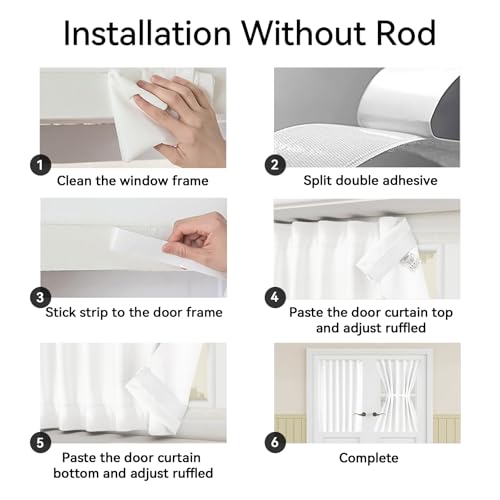 Vatge Sidelight Curtains for Front Door, 12 Inch Wide Narrow Window Curtains for Side Door, 1 Panel, W12 x L80, Pure White - Image 3