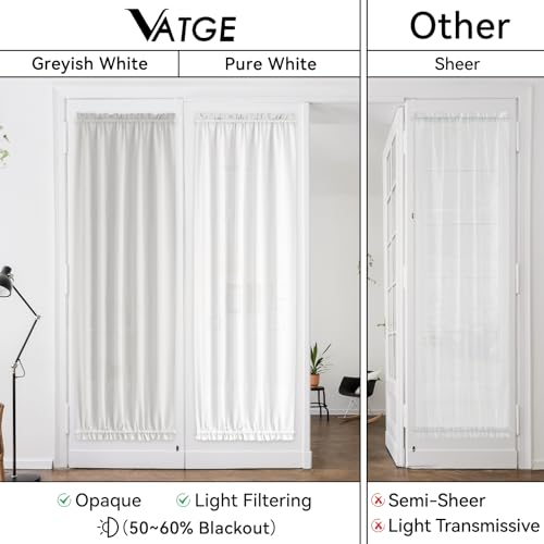 Vatge Sidelight Curtains for Front Door, 12 Inch Wide Narrow Window Curtains for Side Door, 1 Panel, W12 x L80, Pure White - Image 4