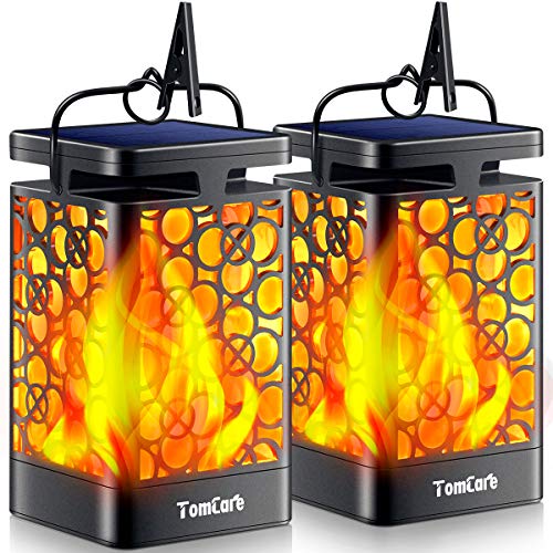 TomCare Solar Lanterns Outdoor Upgraded Flickering Flame Waterproof Hanging Lanterns Decorative Solar Powered LED Christmas Lights for Patio Deck Yard, 2 Pack - Image 1