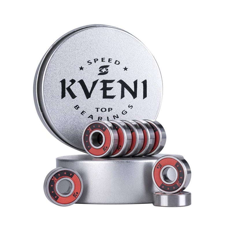 KVENI Ceramic Skateboard Bearings, Premium 608rs Ball Bearing - Pro Longboard Bearings for Quad Skate, Inline Rollerblades, Scooters, Spinners,ABEC, 8 Pack (RED) - Image 1