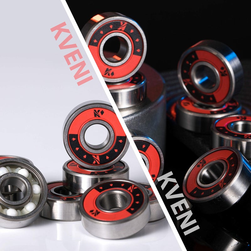 KVENI Ceramic Skateboard Bearings, Premium 608rs Ball Bearing - Pro Longboard Bearings for Quad Skate, Inline Rollerblades, Scooters, Spinners,ABEC, 8 Pack (RED) - Image 5