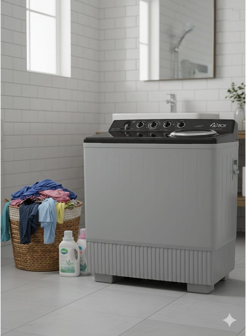 W.BOX 7kg Twin Tub Top Load Semi Automatic Washing Machine - Grey & Black - 2 Years Warranty | WBTT9BLACK - Image 2