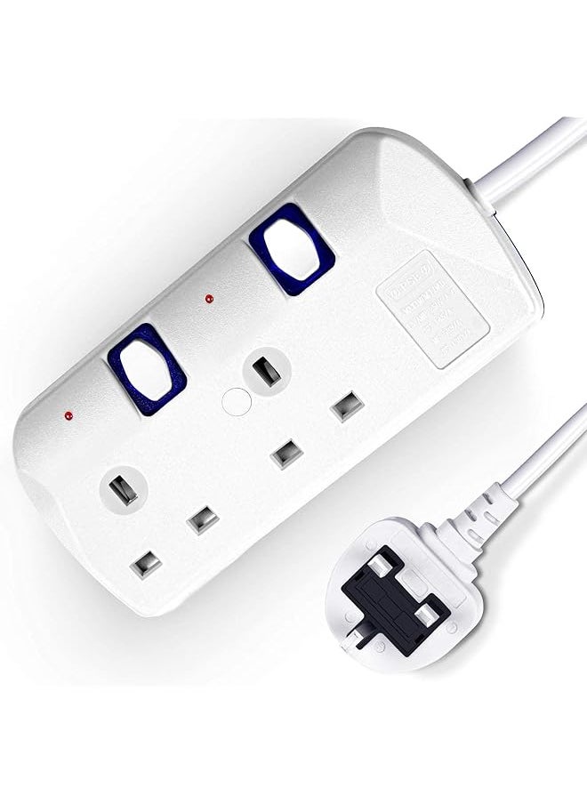 PROMASS promass Power Extension Cord, 3 Meter Power Strip with Surge Protection, Heavy Duty Universal Extension Lead (3 Meter 2 Gang) 