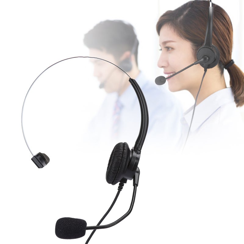 Corded Telephone Headset: High-quality PU Leather Earmuffs - Noise-reducing Ear Protective Headset with Flexible Cable for Home Office & Landline Use - Image 4