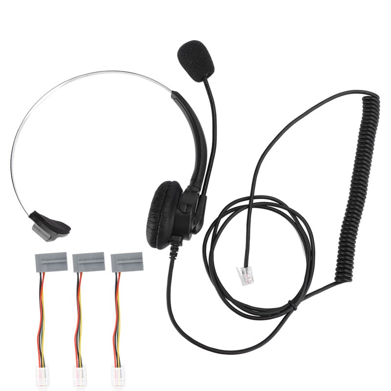 Corded Telephone Headset: High-quality PU Leather Earmuffs - Noise-reducing Ear Protective Headset with Flexible Cable for Home Office & Landline Use - Image 1