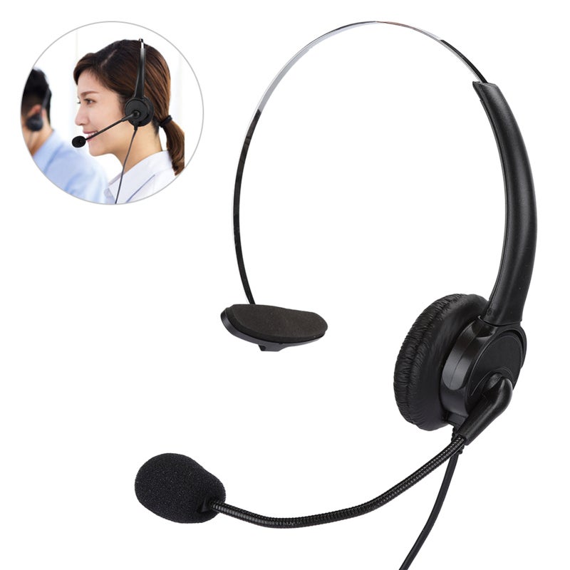 Corded Telephone Headset: High-quality PU Leather Earmuffs - Noise-reducing Ear Protective Headset with Flexible Cable for Home Office & Landline Use - Image 5