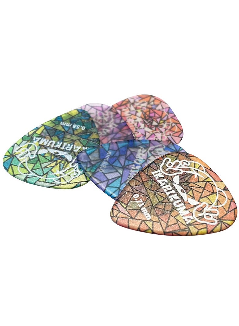 IKARIKUMA Guitar Picks 5Pcs, Colored Glass Series – Teardrop Shape, Rock Pattern, Fits All Guitars - Image 5