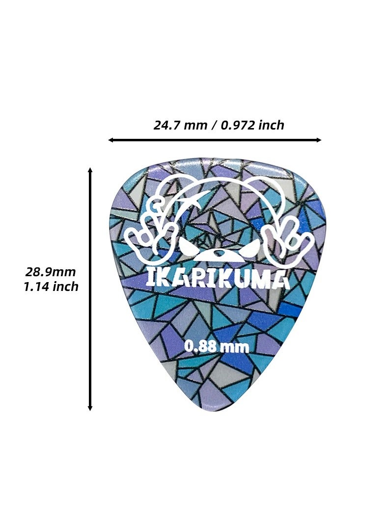 IKARIKUMA Guitar Picks 5Pcs, Colored Glass Series – Teardrop Shape, Rock Pattern, Fits All Guitars - Image 3