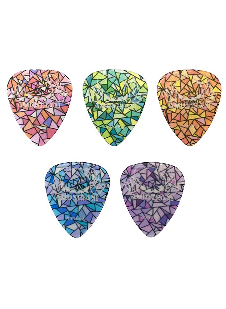 IKARIKUMA Guitar Picks 5Pcs, Colored Glass Series – Teardrop Shape, Rock Pattern, Fits All Guitars - Image 2
