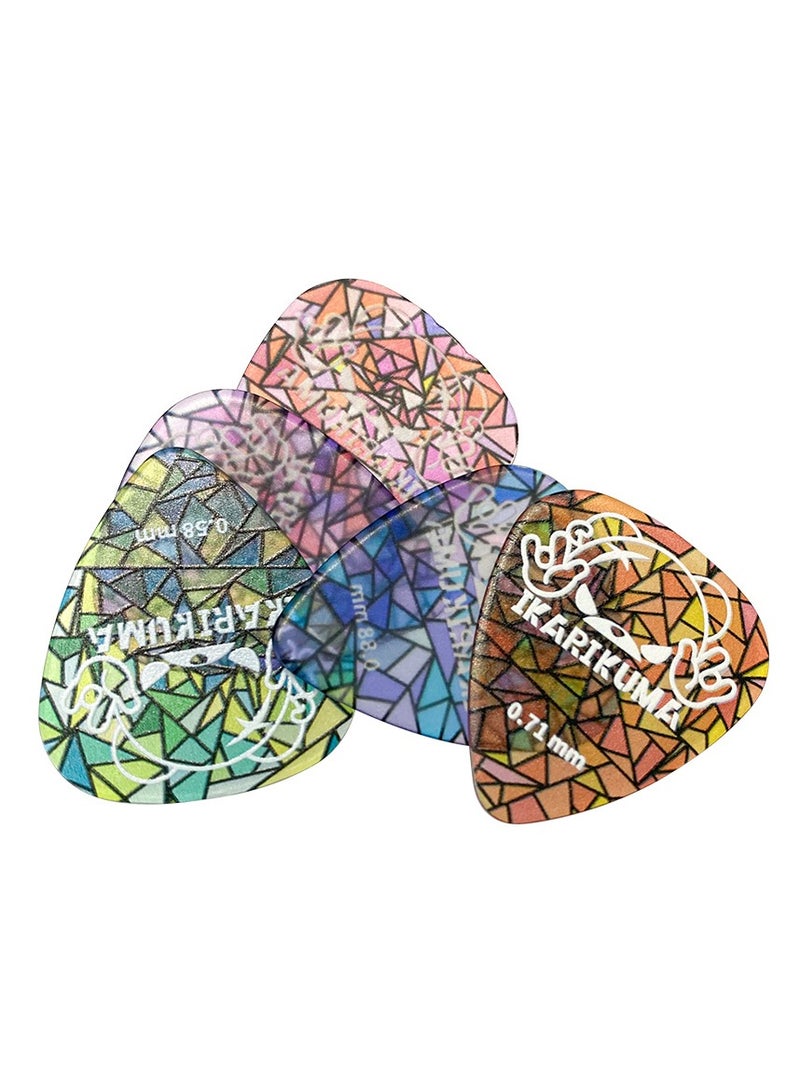 IKARIKUMA Guitar Picks 5Pcs, Colored Glass Series – Teardrop Shape, Rock Pattern, Fits All Guitars - Image 4